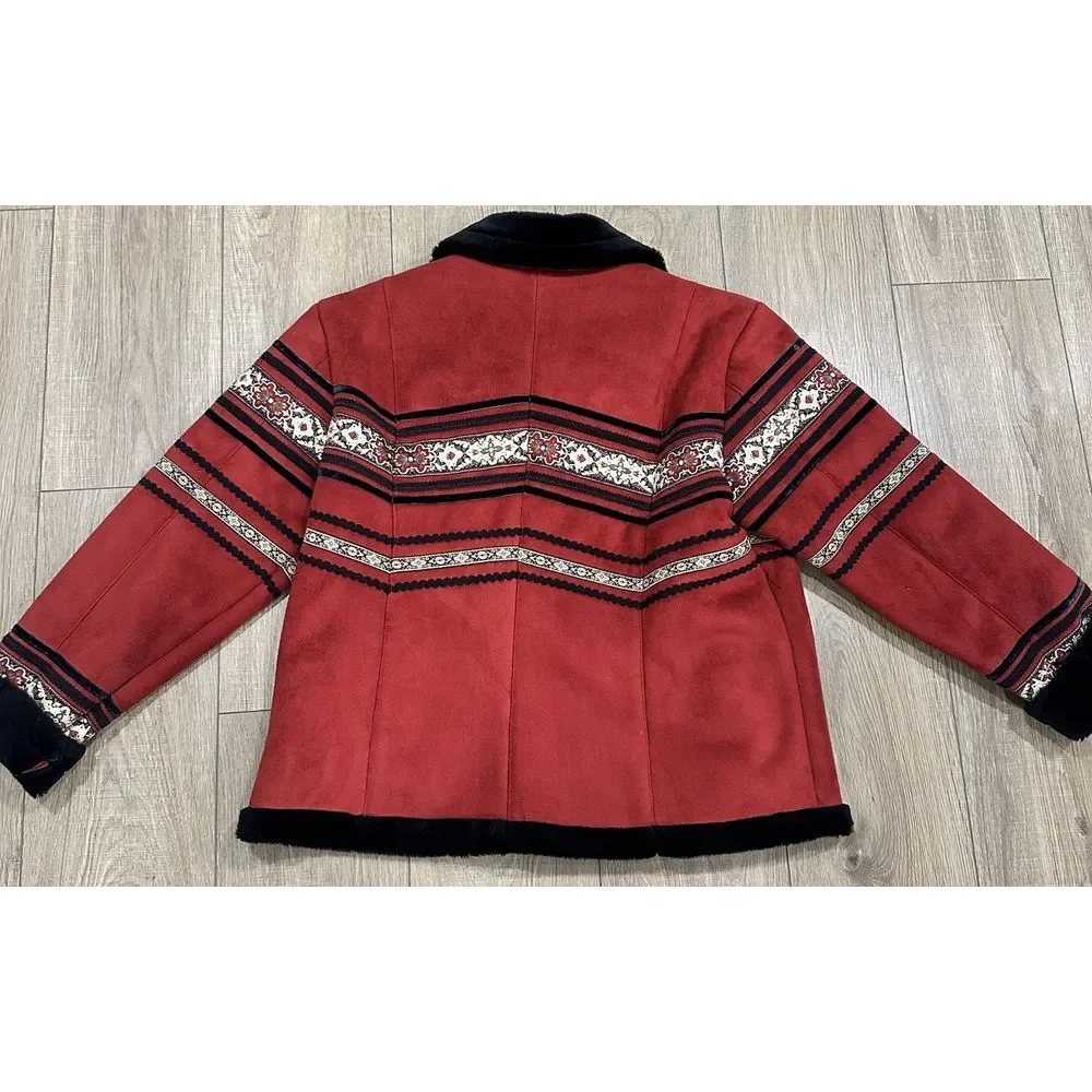 Coldwater‎ Creek Red Jacket Faux Suede - Large NEW